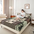 thumbnail image 4 of Homewish Rustic Deer Elk Bed Sheets for Adult, Farmhouse Cabin King Sheets, Vintage Brown Green Buffalo Sheet Set, Ultra Soft Bedroom Decor, 4 Pieces, 4 of 7