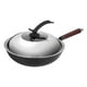 thumbnail image 1 of Sartén de hierro con tapa, wok para cocinar, sartén para tortillas, sartén wok sin revestimiento plano de 32 cm, 1 of 9