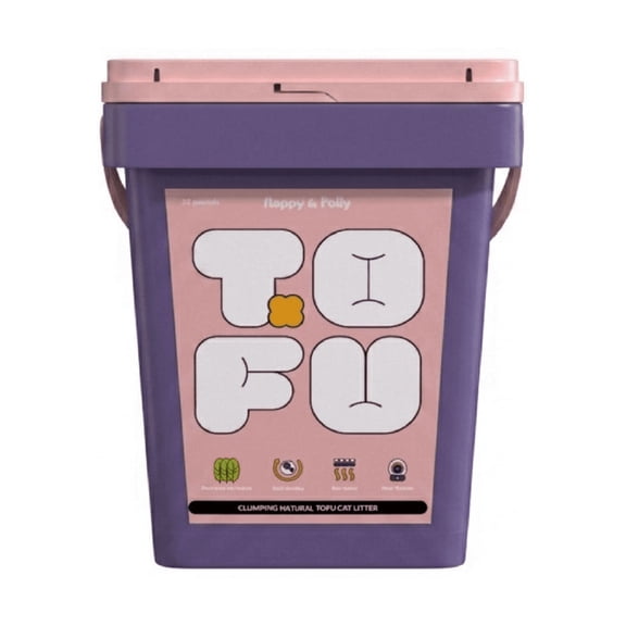 Happy & Polly Clumping Organic Tofu Cat Litter Lightweight Unscented, Dust-Free Odor Control Low Tracking 20lbs Bucket