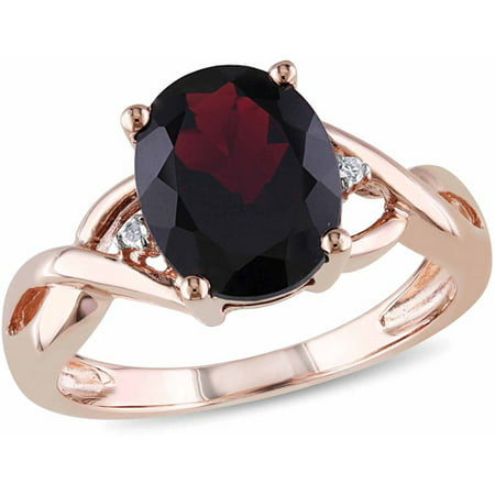 3 Carat T.G.W. Garnet and Diamond Accent 10kt Rose Gold Cocktail Ring