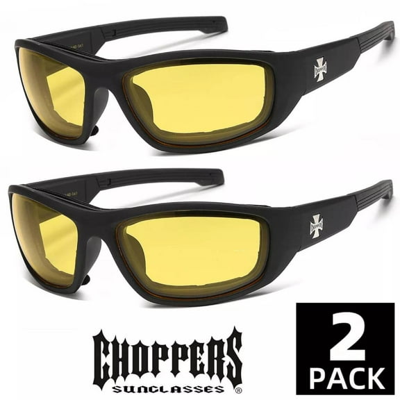 2 PAIRS Choppers Padded Wind Resistant Driving Sunglasses Motorcycle