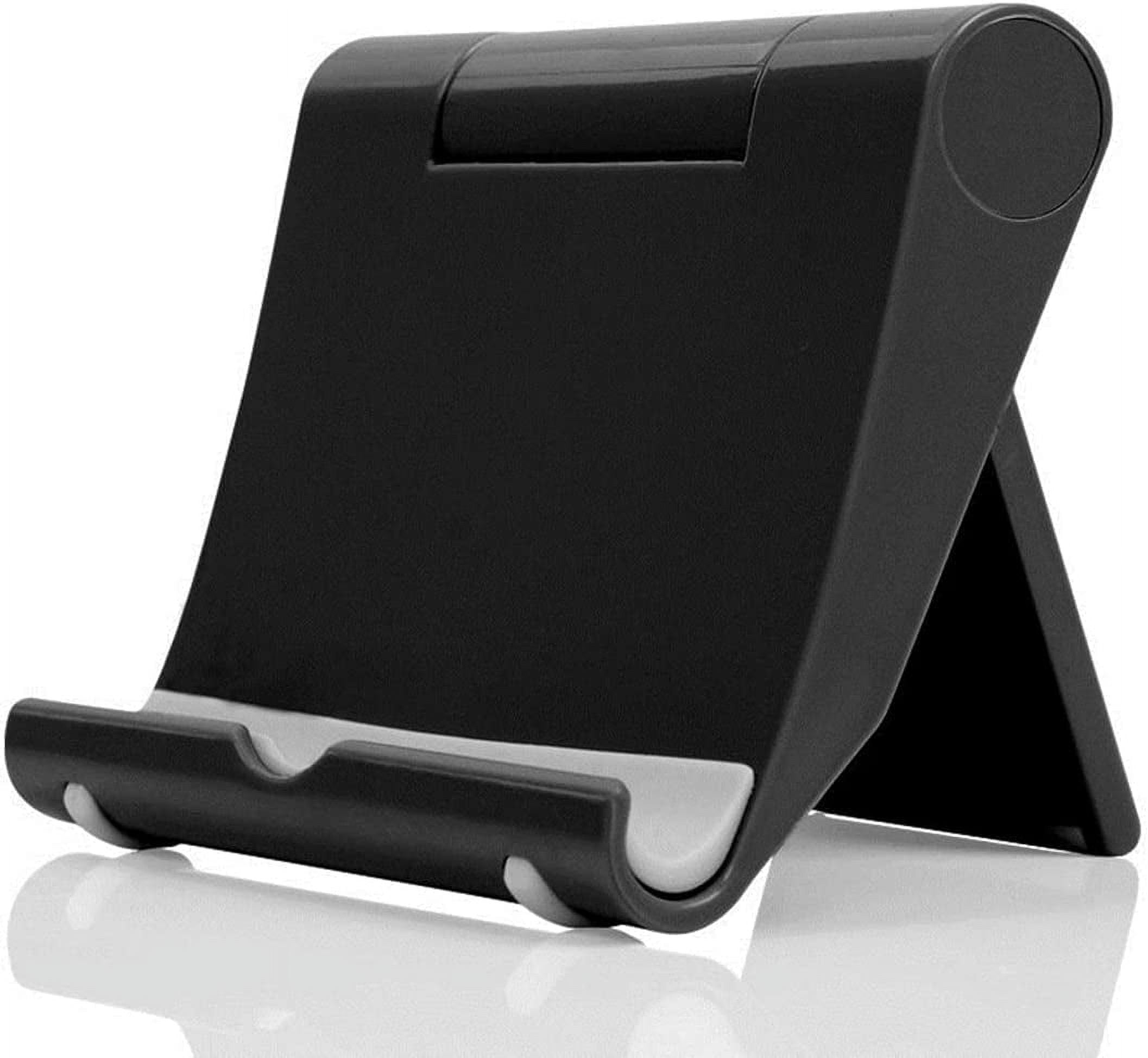 Desktop Phone Stand, Foldable Phone Stand, Multi-Angle Universal Adjustable Tablet Stand Bracket Compatible with Most Phones and Desktop Tablets (Black)