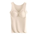 thumbnail image 3 of Beige Tank Tops for Women V Neck Bodysuit with In Bra Cups for Support, 3 of 6