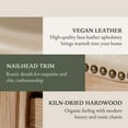 thumbnail image 5 of Maven Lane Adrien 26" Wood Counter Height Stool - Handcrafted Weathered Oak Finish with Avanti Bone Vegan Leather Upholstered Saddle Seat for Comfort - Durable Barstool for Kitchens, Dining Rooms, 5 of 7