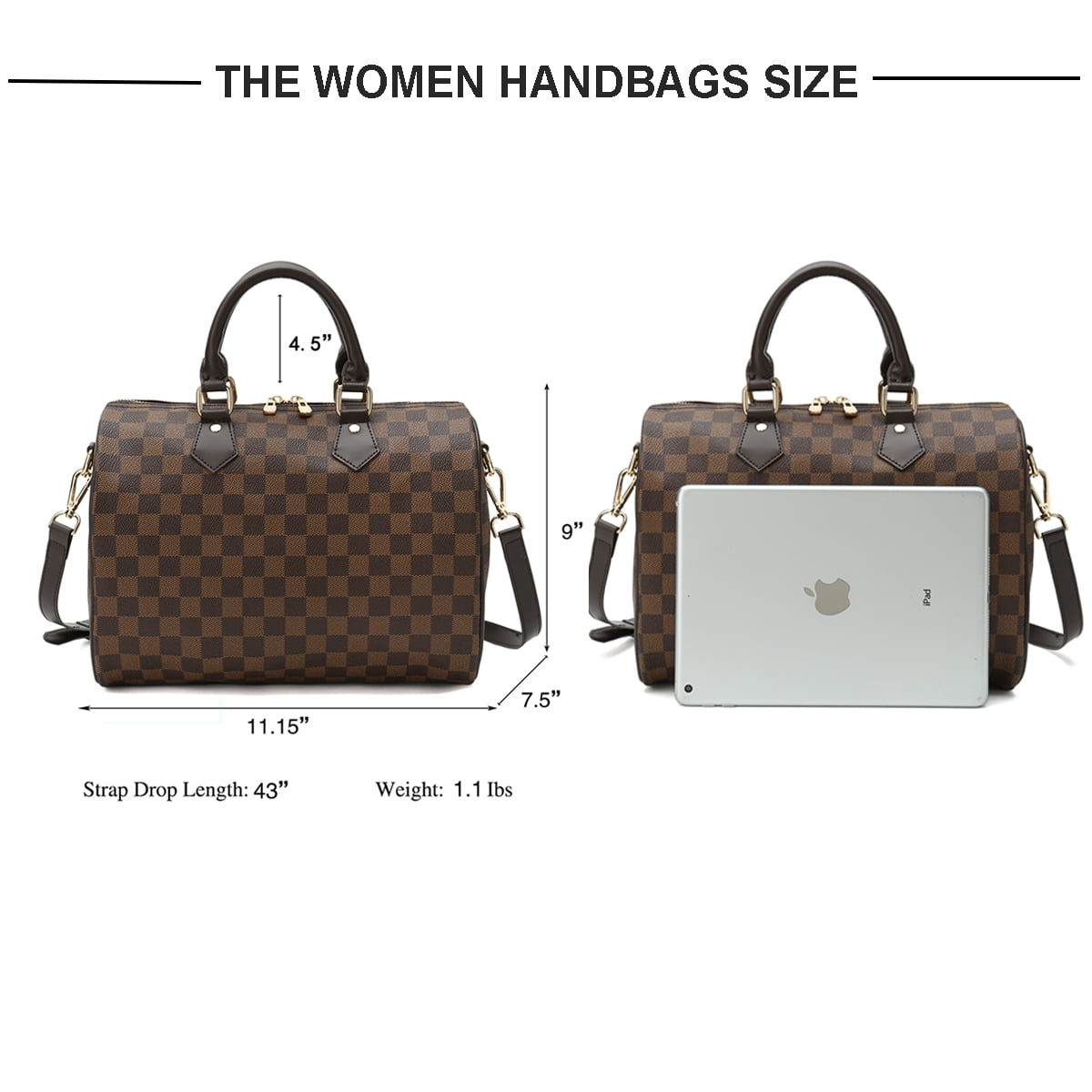 Lumento Women Crossbody Bag Shoulder Bag PVC Vegan Leather Shoulder  Checkered Tote Handbags Ladies Fashion Purses Satchel Messenger Bags For