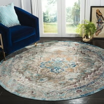 SAFAVIEH Aria Rionach Oriental Area Rug, Beige/Blue, 6'5" x 6'5" Round