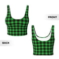 thumbnail image 5 of Haiem Buffalo Plaid Green Black Pattern Womens Sports Bra - U Neck Padded Low Impact Yoga Bra Workout Crop Top Gym Moisture-Wicking Workout Vest -Small, 5 of 9