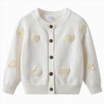 thumbnail image 2 of Gibobby Sweater Girls Long Sleeve Knitted Cardigan Sweaters with Bowknot Button Closure 12 Months 2t 3t 4t Kids Sweater Jacket Outwear(18-24 Months,White), 2 of 5