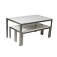 thumbnail image 2 of Benzara Anodized Aluminum Table And Bench Set - Set of 3-Color:White, 2 of 3
