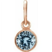 Kazi Luxury 14K Rose Gold 4 mm Round Aquamarine Birthstone Charm