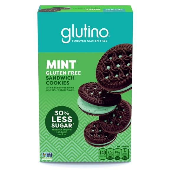 Glutino Gluten Free Mint Flavored Sandwich Cookies, Gluten Free Snacks, 10.5 oz. C11