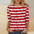thumbnail image 2 of Camiseta estampada a la moda para mujer, blusa de manga 3/4 de longitud media, cuello redondo, camisetas informales Pompotops  FGAJ2467, 2 of 5
