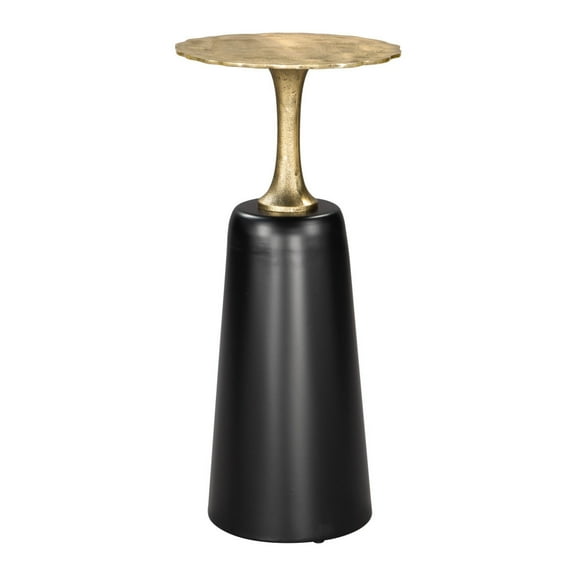 HomeRoots 572177 26 in. Gold & Black Aluminum & Iron Round Pedestal End Table