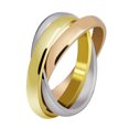 thumbnail image 1 of Women Tri Colors Tone Interlocked Rolling Wedding Band Ring, 1 of 3