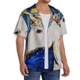 thumbnail image 4 of Honeii 's Starry White Horse for men's short-sleeved button-up collared shirt featuring a pocket, perfect for beach vacations, and travel adventures., 4 of 5