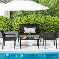 thumbnail image 2 of Gymax 4 PCS Patio Furniture Set Heavy Duty Galvanized Metal Frame Wicker Table Mix Brown, 2 of 10