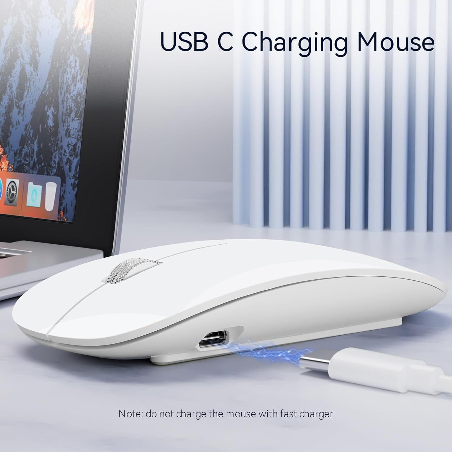 WL310 Bluetooth Silent Mouse, Ergonomic, Adjustable DPI, Silent Clicks, Bluetooth 5.0, Portable for Windows, Mac, and Chromebook, Grey