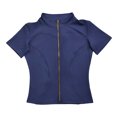 thumbnail image 5 of FINALGANG Womens Short Sleeve Stand Collar Full Zip Front Slim Cropped Tops Stretch Quick Dry Gym Fitted Workout Tees For Daily Ladies Versatile Top Dark Blue XXXL, 5 of 5