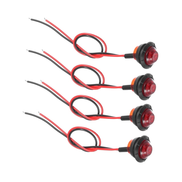 Luces de marcador redondas LED para remolque de camión 24V, de plástico, impermeables, rojas, 4 piezas