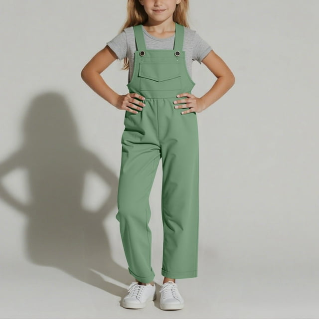 Salopette Sans Manches pour Filles, Ajustable, Coupe Ample, Pantalon Long, Combinaison Décontractée pour Jouer, Barboteuse pour Enfants, Confortable pour le Quotidien