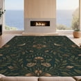 thumbnail image 2 of Design&I 9'x12' Washable Area Rug Giant Skid-Resistant Moody Vintage Whimsical Bird Foliage Symmetrical Vine Botanical for Great Room, Large Living, 2 of 7