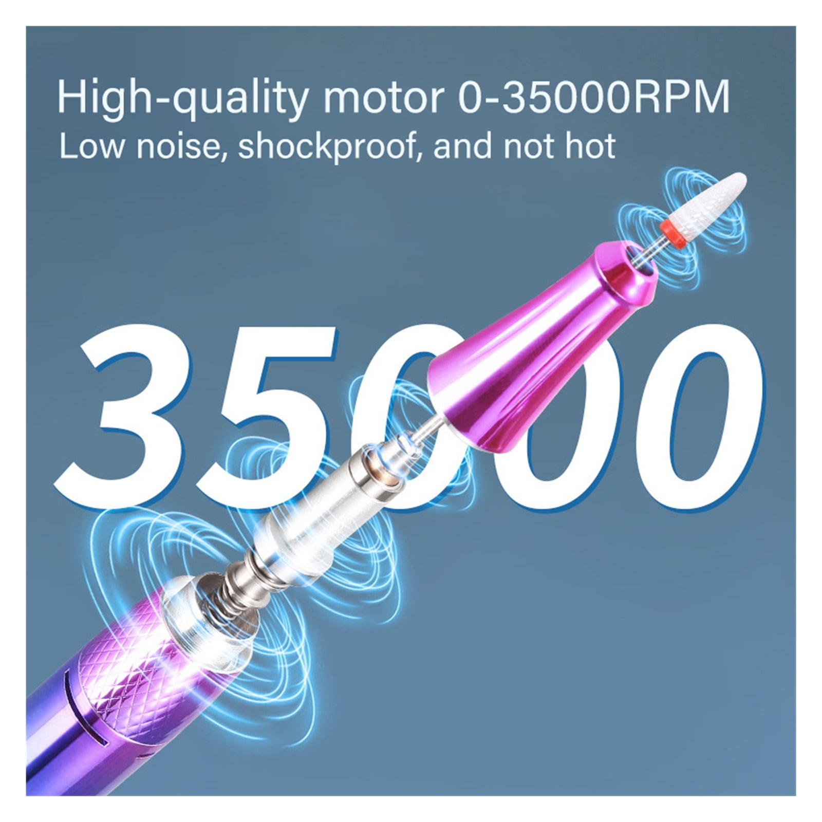 35000RPM Electric Nail Drill Machine For Manicure Rechargeable Nail Lathe Low Noise Professional Nail Drills For Gel Salon Tools ,Low Noise