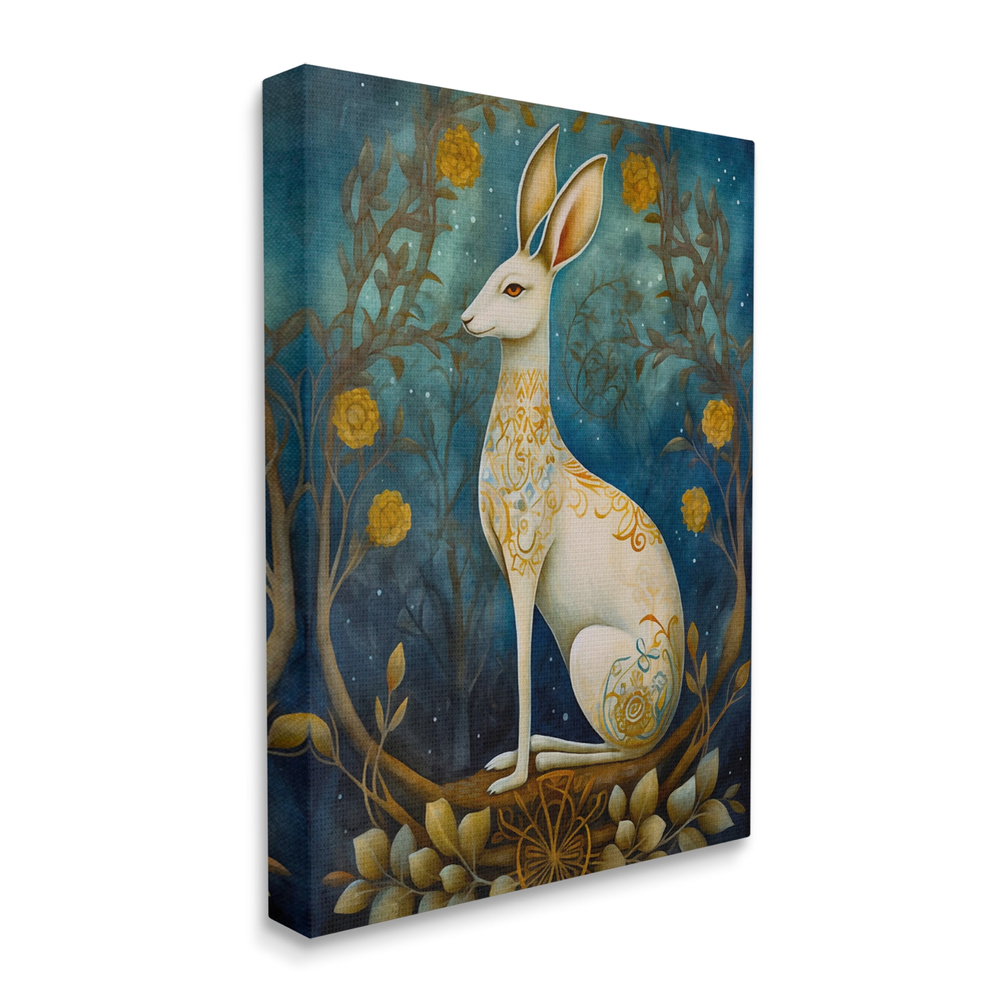 Stupell Industries Patterned Forest Rabbit Animals & Insects Painting Gallery Wrapped Canvas Print Wall Art, 36 x 48