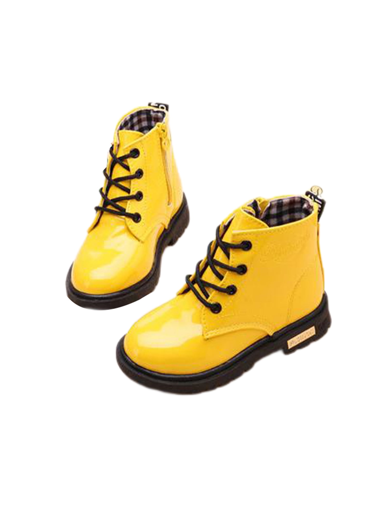 Woobling Girls Boys Ankle Boot Side Zipper Short Bootie Lace Up