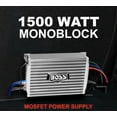 thumbnail image 3 of BOSS Audio Systems AR1500MK Car Audio subwoofer Amplifier, 8 Gauge Wiring Kit - 1500 High Output, 2/4 Ohm Stable, Class AB, Monoblock, Mosfet Power Supply, Remote Subwoofer Control, Stereo, 3 of 15