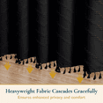 thumbnail image 5 of ComfiTime 13-Pc Tassel Shower Curtain with Hooks – Elegant Tufted Chevron Pattern, Soft Fabric Cloth, Boho Farmhouse Bathroom Curtain, Water-Repellent, Machine-Washable, 72 x 72, Black, 5 of 11
