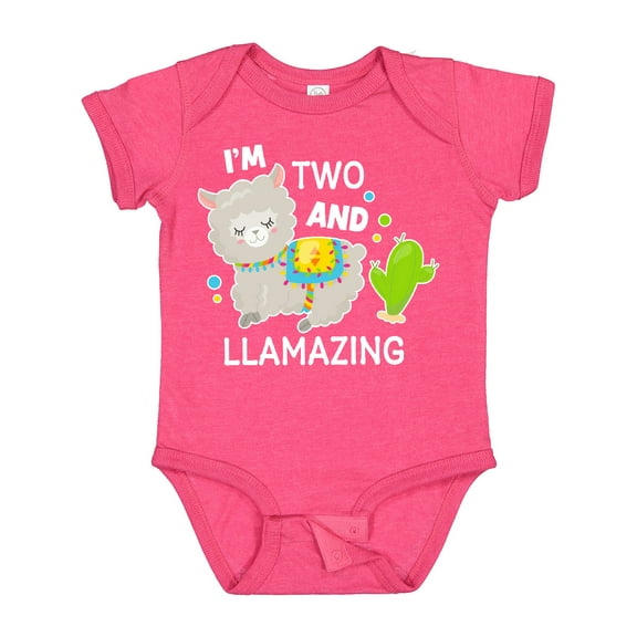 Inktastic Im Two and Llamazing with Llama and Cactus Boys or Girls Baby Bodysuit