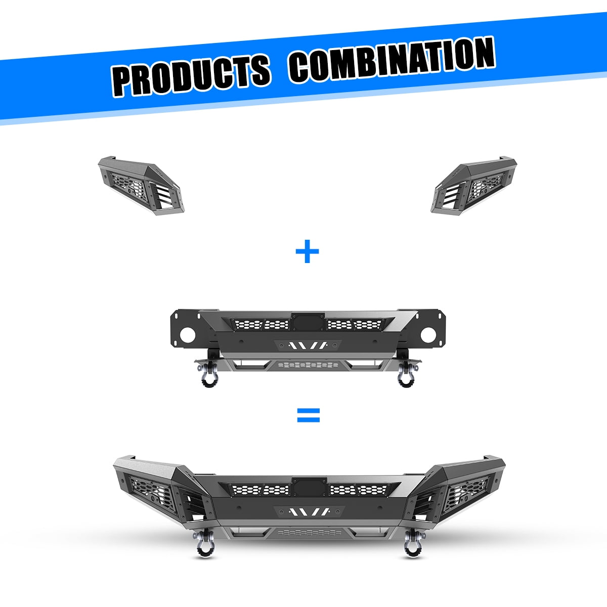 Front Bumper for 2025 Ram 1500,Heavy Duty Steel Full Width Front Bumper with Side Wings A