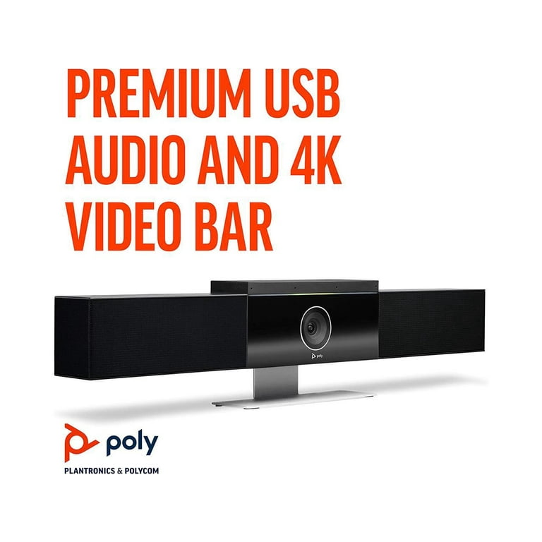 & Poly Autoframing - Conference Camera, - Microphone, for Small Medium USB Conference System (Polycom) and - 4K Rooms Speaker Studio - Bar NoiseBlock Certified Presenter AI, Tracking, Teams/Zoom Video
