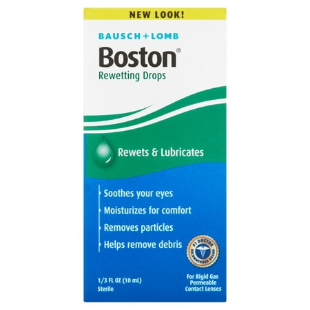 Bausch + Lomb Boston Rewets & Lubricates Rewetting Drops, 1/3 fl (Best Contact Lens Rewetting Drops)