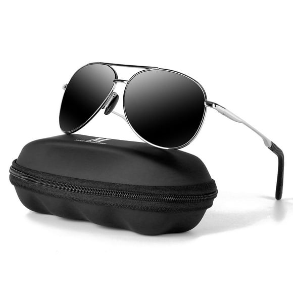 Gafas de sol mxnx Aviator MX208 con marco plateado y lente negra
