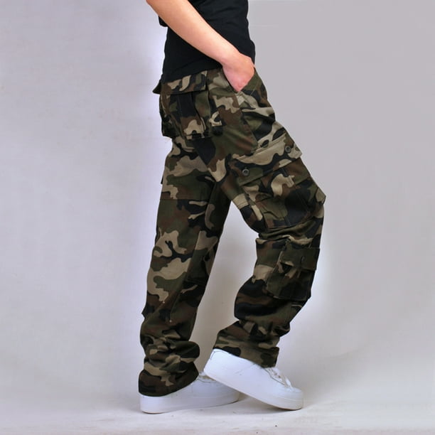 Amzcrzy Cargo Pants for Men Men's Solid Multi-Pocket Washed