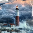 thumbnail image 6 of BCIIG Lighthouse Storm Lightning Round Tablecloth Stain-Resistant Washable for Indoor and Outdoor Restaurants, Weddings, Parties - Home Table Cover 42"-46, 6 of 8