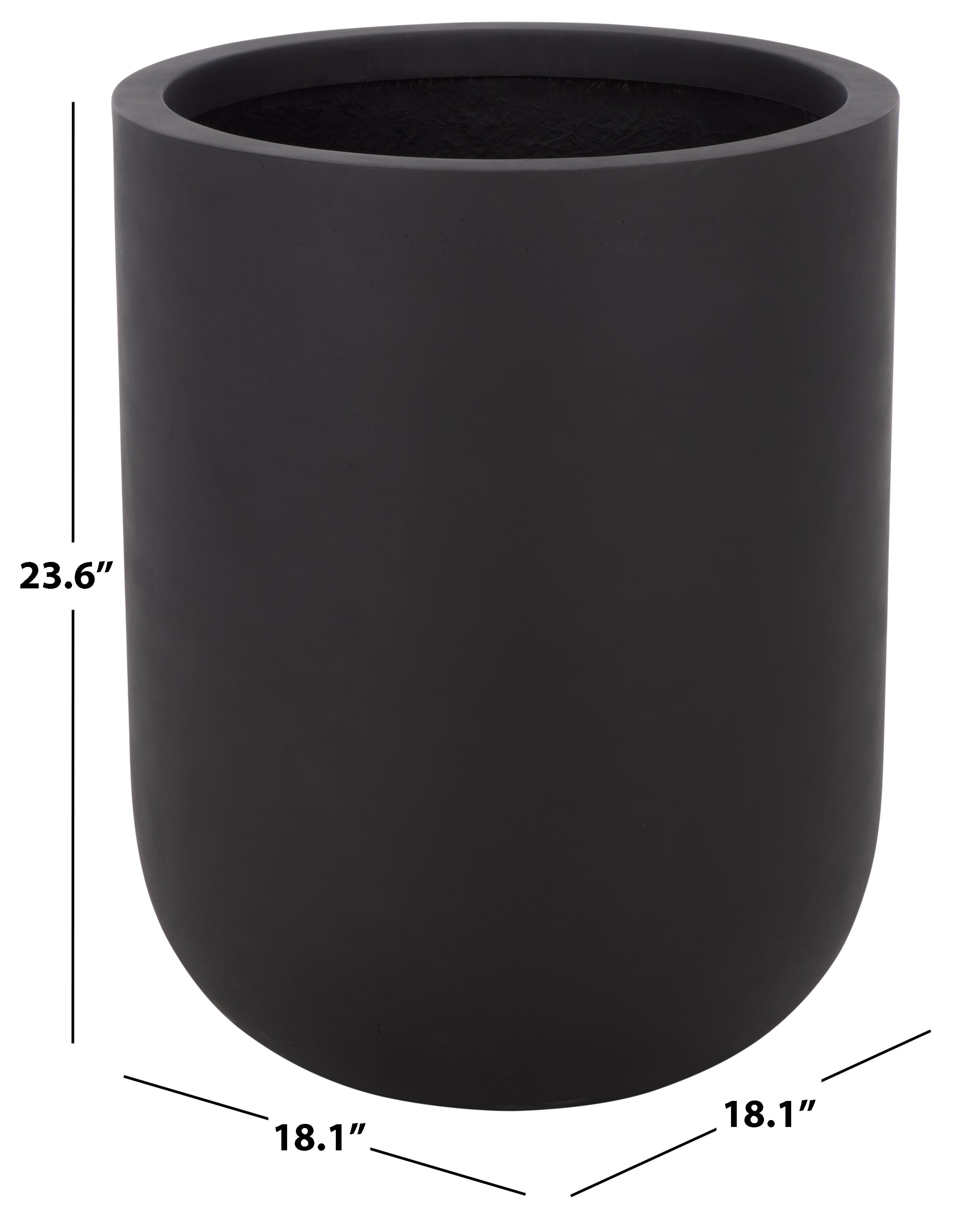 Safavieh 18.1" x 18.1" x 23.6" Round Black Fiberstone Plant Pot