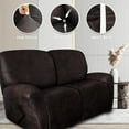 thumbnail image 5 of Leather Look Recliner Couch Cover 8-Piece Recliner Sofa Slipcovers 3 Seater for Reclining Couches Furniture Protector Spandex Fabric Washable (Recliner Sofa, Chocolate), 5 of 12
