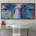 thumbnail image 3 of wall26 Framed Canvas Print Wall Art Set Geometric John Lennon Triptych Graffiti &amp; Street Art Cities Mixed Media Realism Scenic Urban Multicolor for Living Room, Bedroom, Office - 24"x36&quot, 3 of 5