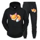thumbnail image 2 of Conjunto de 2 piezas de sudadera y pantalones con estampado de zorro y anime para hombre, sudadera con estampado de animales de dibujos animados divertidos, pantalones, ropa de calle holgada de manga, 2 of 4