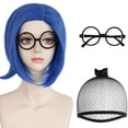thumbnail image 2 of Peluca azul de tristeza de Inside Out para Halloween, disfraz de Cosplay de tristeza de cabello azul para mujer y niña, fiesta escolar de Navidad, Cosplay, 2 of 5