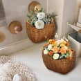 thumbnail image 7 of Wall Mounted Woven Basket, Imitation Rattan Storage Basket for Kitchen Onion, Garlic, Bathroom, No Punching Hanging Storage with Handle, 1 Basket, 7 of 7