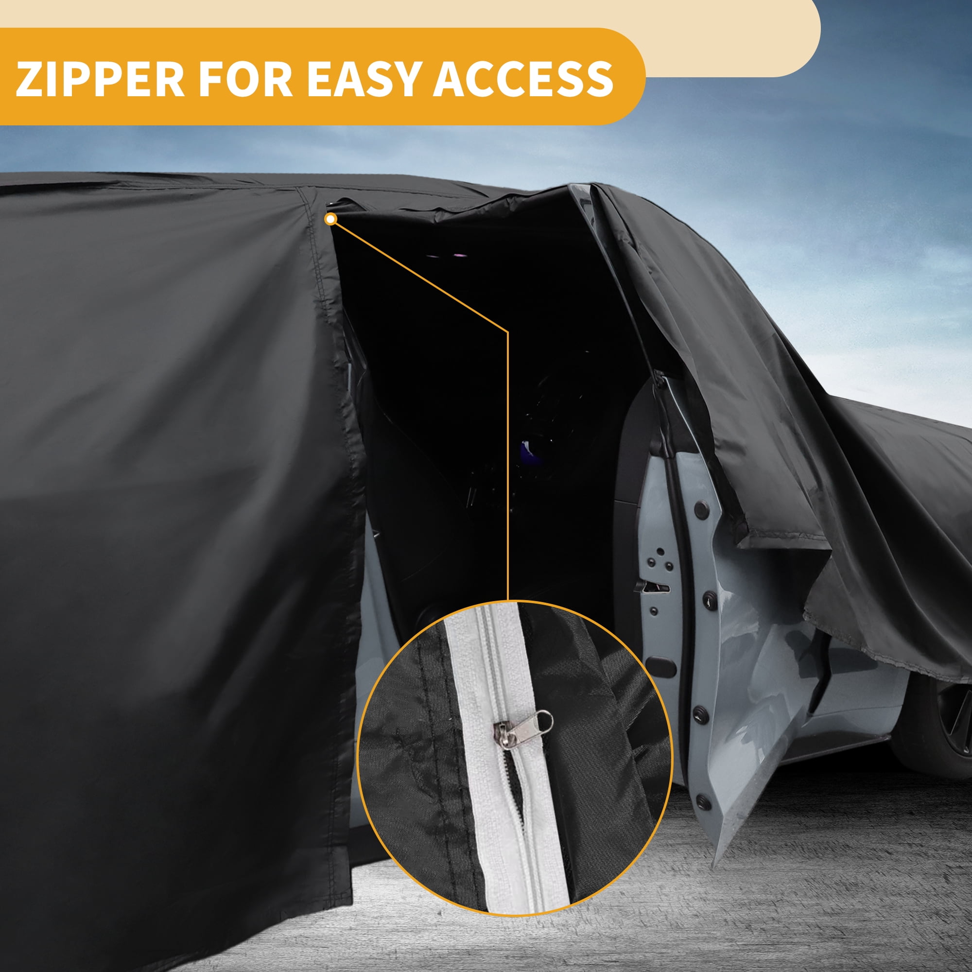 Unique Bargains 1pc Universal Waterproof Car Cover Black 188.98"x72.83"x62.99"