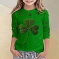 thumbnail image 1 of Girls St Patricks Day Print Three Quarter Sleeve Top For Kids Holiday Festive Party Wear Irish Green Pullover Hoodie 3-14Y, 1 of 3