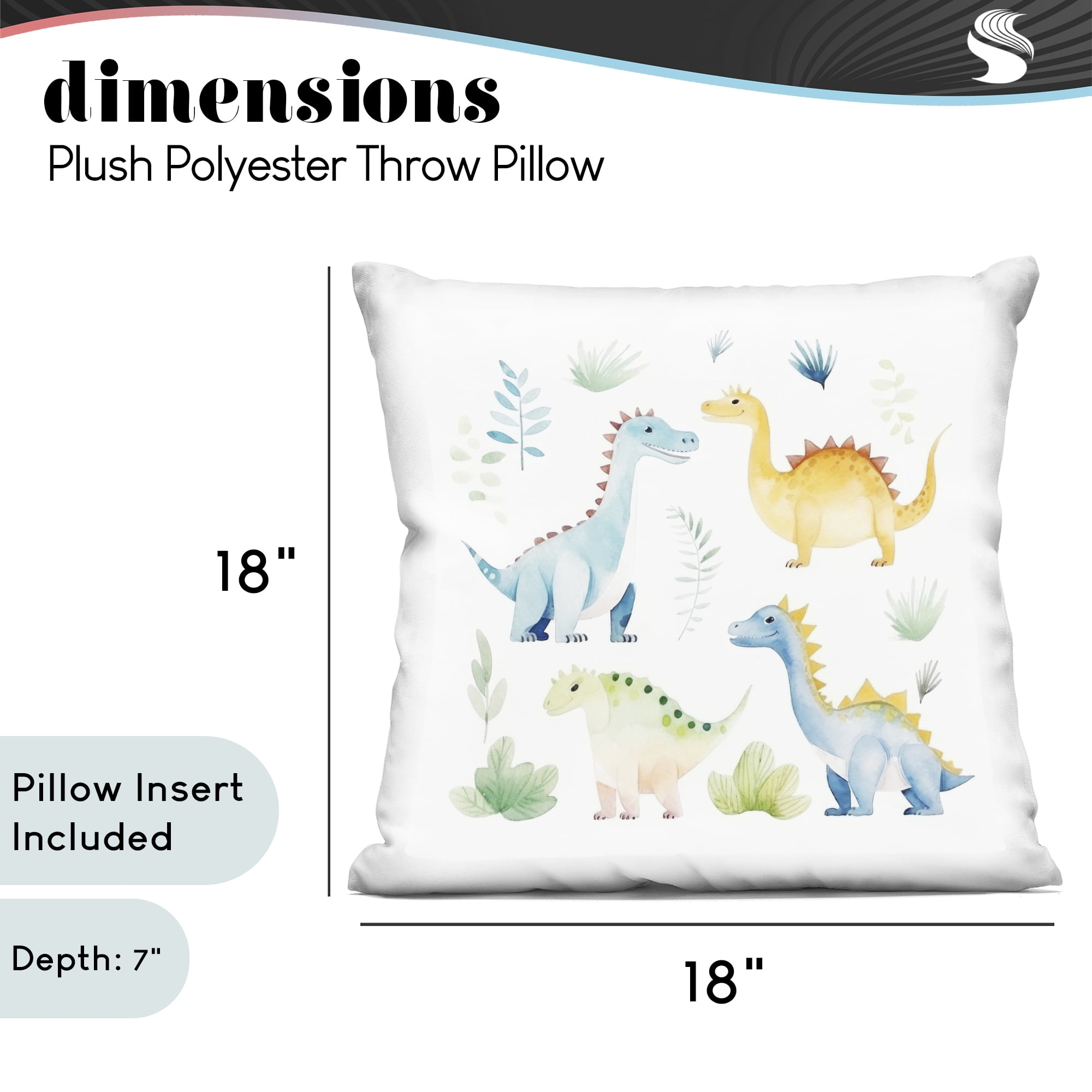Stupell Industries Playful Dinosaur Wonderland Decorative Printed Throw Pillow, design by Lazar Studio, 18 x 7 x 18