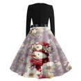 thumbnail image 5 of Ladies' Christmas Printed Casual And Fashionable V-Neck Long Sleeved Dress, Holiday Print, Retro Style, Party Wear, Casual Fashion, Everyday Dress,Light Purple,5XL, 5 of 7