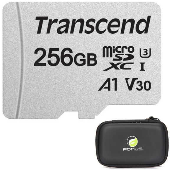 256GB Memory Card with Zipper Case - Transcend High Speed MicroSD Class A1 U3 MicroSDXC for Samsung Galaxy J7 Sky Pro Tab Active Pro S3 9.7 S6 10.5 S5e 10.5 S4 10.5, S8 Plus, active Models