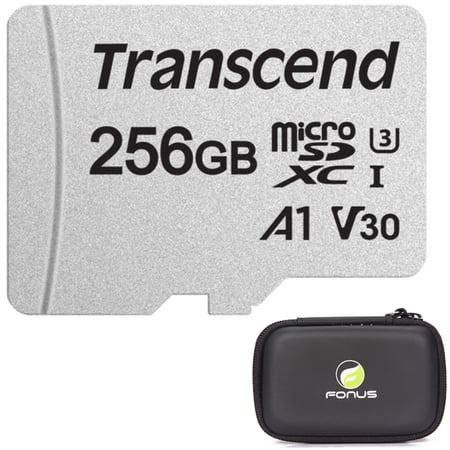 256GB Memory Card with Zipper Case - Transcend High Speed MicroSD Class A1 U3 MicroSDXC for Samsung Galaxy J7 Sky Pro Tab Active Pro S3 9.7 S6 10.5 S5e 10.5 S4 10.5 S8 Plus active Models