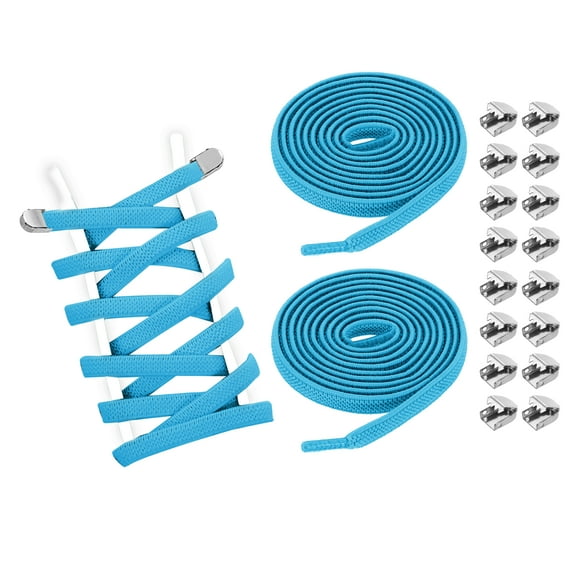 3Pairs No Tie Shoe Laces, Elastic Tieless Shoelaces with End Clips, Light Blue